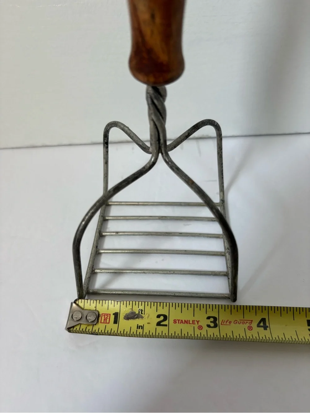 Vintage Potato Masher Wood Handle Square Head